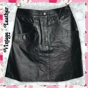 Marco Morani 80s LEATHER Fully Lined Black Skirt Women’s 28 Inch Waist